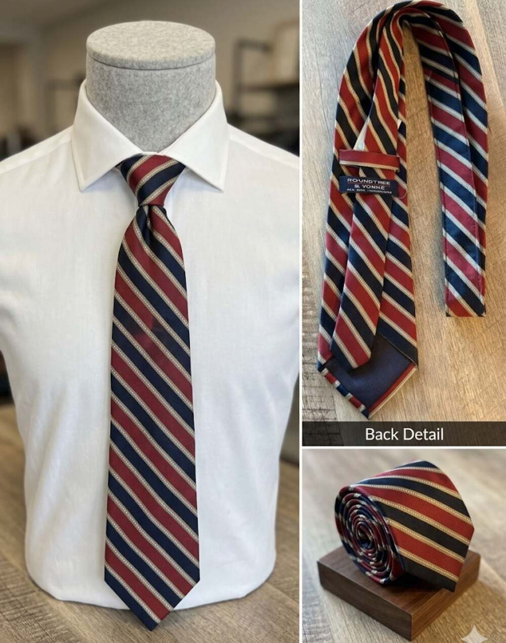 Roundtree & Yorke Handmade All Silk Striped Necktie